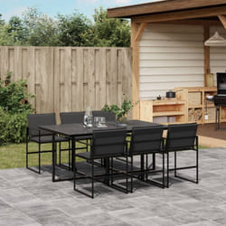 Vidaxl - Ensemble à manger de jardin 7 pcs avec coussins noir textilène