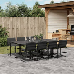 Vidaxl - Ensemble à manger de jardin avec coussins 9 pcs noir textilène