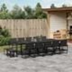vidaXL Ensemble à manger de jardin avec coussins 15 pcs noir textilène