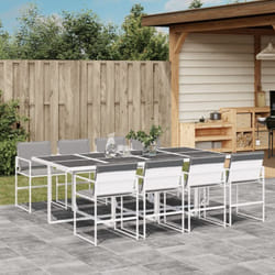 Vidaxl - Ensemble à manger de jardin avec coussins 9 pcs blanc textilène
