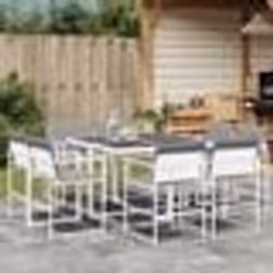 vidaXL Ensemble à manger de jardin avec coussins 9 pcs blanc textilène