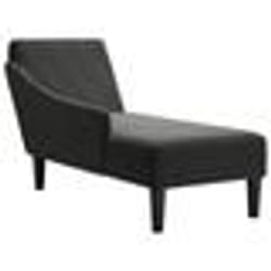 vidaXL Fauteuil long avec coussin et accoudoir droit noir tissu fauteuil fauteuil de détente fauteuil long rembourrée 4009767