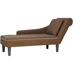 vidaXL Fauteuil long avec coussin et accoudoir droit marron similicuir