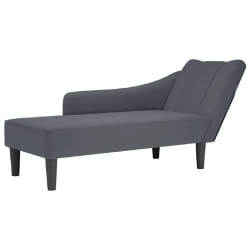 vidaXL Fauteuil long avec accoudoir droit gris foncé velours