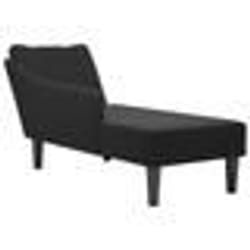 vidaXL Fauteuil long avec accoudoir droit noir tissu