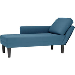Fauteuil long avec coussin et accoudoir droit bleu velours - Vidaxl