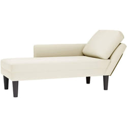 Fauteuil long avec coussin et accoudoir droit crème velours Vidaxl