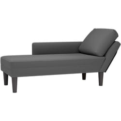Chaise longue avec coussin gris foncé tissu en velours côtelé - Vidaxl