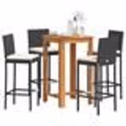 vidaXL Ensemble de bar de jardin 5 pcs noir bois massif acacia rotin