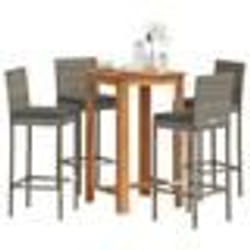 vidaXL Ensemble de bar de jardin 5 pcs gris bois massif acacia rotin