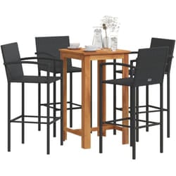 vidaXL Ensemble de bar de jardin 5 pcs noir bois massif acacia rotin