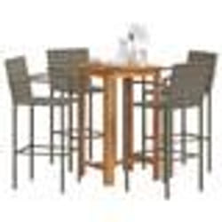 vidaXL Ensemble de bar de jardin 5 pcs gris bois massif acacia rotin