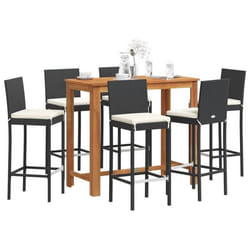 Ensemble De Bar De Jardin 7 Pcs Noir Bois Massif Acacia Rotin Vidaxl