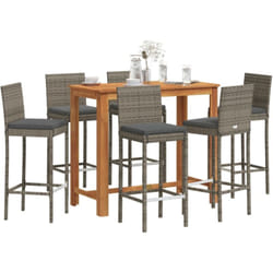 Ensemble De Bar De Jardin 7 Pcs Gris Bois Massif Acacia Rotin Vidaxl