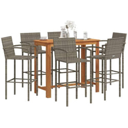 Vidaxl - Ensemble de bar de jardin 7 pcs gris bois massif acacia rotin