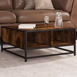 vidaXL Table basse chêne fumé 60,5x60,5x30 cm bois d'ingénierie/métal