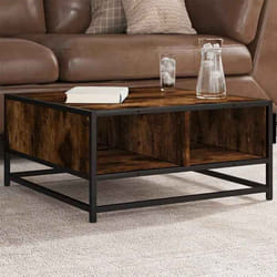 vidaXL Table basse chêne fumé 60,5x60,5x30 cm bois d'ingénierie/métal