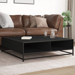 vidaXL Table basse noir 100x100x30 cm bois d'ingénierie et métal