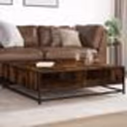 vidaXL Table basse chêne fumé 100x100x30 cm bois d'ingénierie et métal