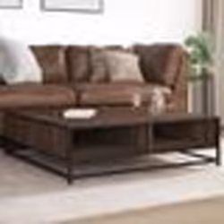 vidaXL Table basse chêne marron 100x100x30 cm bois d'ingénierie/métal
