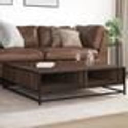 vidaXL Table basse chêne marron 100x100x30 cm bois d'ingénierie/métal