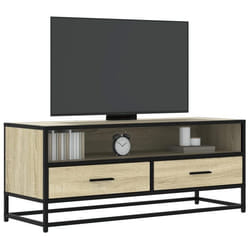 vidaXL Meuble TV chêne sonoma 100x345x40cm bois dingénierie et métal banc TV meuble hifi centre de divertissement 848815