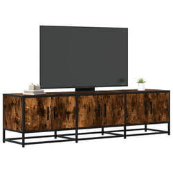 vidaXL Meuble TV chêne fumé 150x35x41 cm bois dingénierie et métal banc TV meuble hifi centre de divertissement buffet 848861