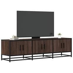 vidaXL Meuble TV chêne marron 150x35x41 cm bois dingénierie et métal banc TV meuble hifi centre de divertissement 848863