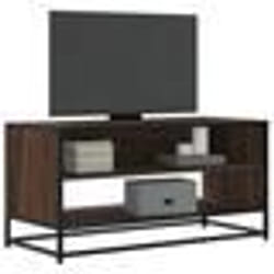 vidaXL Meuble TV chêne marron 91x40x46 cm bois dingénierie et métal banc TV meuble hifi centre de divertissement buffet 848888