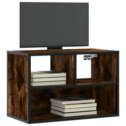 vidaXL Meuble TV chêne fumé 60x31x395 cm bois dingénierie et métal support TV armoire média console TV meuble HiFi 848916