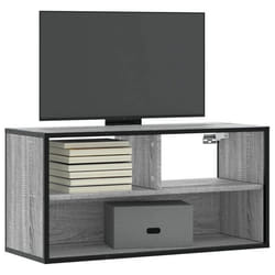 vidaXL Meuble TV sonoma gris 80x31x395 cm bois dingénierie et métal support TV armoire média console TV meuble HiFi 848927
