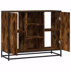 vidaXL Buffet chêne fumé 92x35x76 cm bois dingénierie armoire de rangement meuble dentrée meuble dappoint meuble de 849016