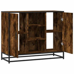 vidaXL Buffet chêne fumé 92x35x76 cm bois dingénierie armoire de rangement meuble dentrée meuble dappoint meuble de 849016