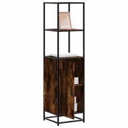 vidaXL Buffet haut chêne fumé 355x35x139 cm bois dingénierie métal armoire latérale armoire de rangement haute vitrine 849046
