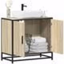 vidaXL Armoire lavabo de salle de bain chêne sonoma bois dingénierie meuble de lavabo de salle de bain meuble de salle de 849 ...