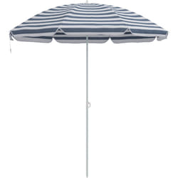 Parasol de plage avec pied en aluminium bleu et blanc 300 cm vidaXL