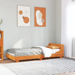 vidaXL Cadre de lit sans matelas cire marron 90x190 cm bois pin massif - 90 x 190 cm