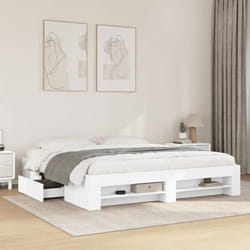 vidaXL Cadre de lit sans matelas blanc 180x200 cm bois d'ingénierie - 180 x 200 cm