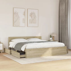 vidaXL Cadre de lit tête de lit sans matelas chêne sonoma 200x200 cm - 200 x 200 cm