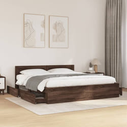 Cadre de lit tête de lit sans matelas chêne marron 200x200 cm Vidaxl