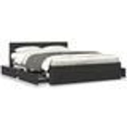 vidaXL Cadre de lit avec tête de lit sans matelas noir 160x200 cm - 160 x 200 cm