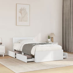 vidaXL Cadre de lit avec tête de lit sans matelas blanc 100x200 cm - 100 x 200 cm