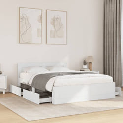 Cadre de lit avec tête de lit sans matelas blanc 140x190 cm Vidaxl