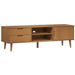 Meuble Tv Molde Marron 158x40x49 Cm Bois De Pin Massif Vidaxl