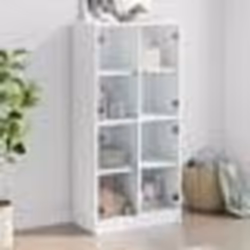 vidaXL Buffet haut avec portes blanc 68x37x142 cm bois d'ingénierie