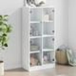 vidaXL Buffet haut avec portes blanc 68x37x142 cm bois d'ingénierie