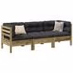 vidaXL Salon de jardin 3 pcs avec coussins bois de pin imprégné