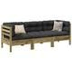 vidaXL Salon de jardin 3 pcs avec coussins bois de pin imprégné