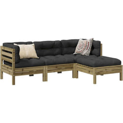 vidaXL Salon de jardin 4 pcs avec coussins bois de pin imprégné