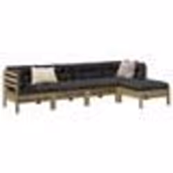 vidaXL Salon de jardin 5 pcs avec coussins bois de pin imprégné
